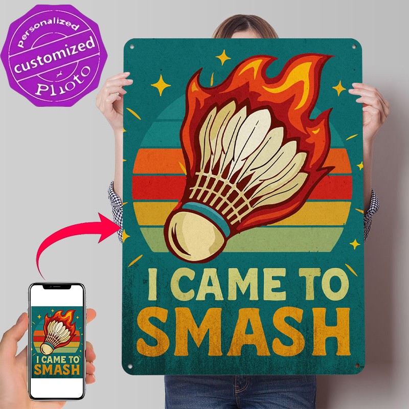 Badminton Poster - Винтажный забавный металлический постер с 3D-текстурой