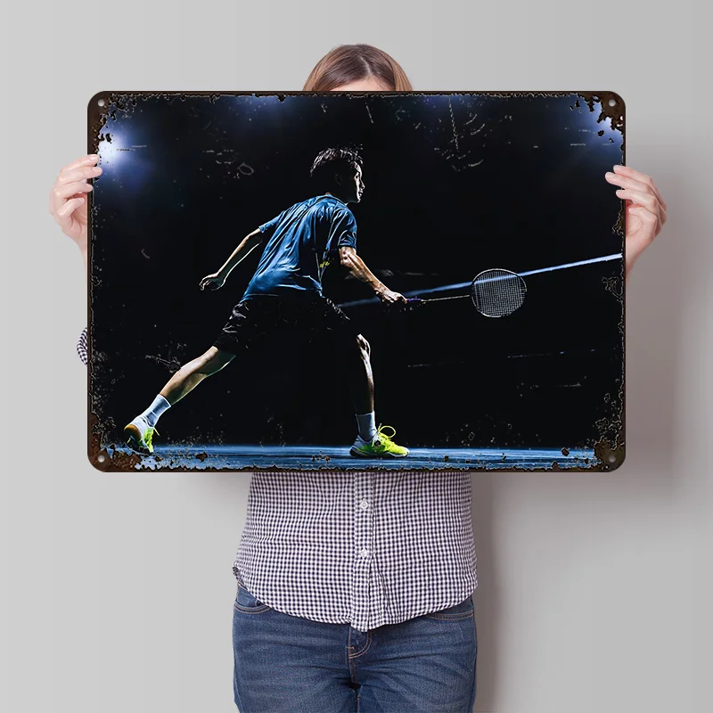 Badminton Poster - Металлическая винтажная табличка с 3D-текстурой и